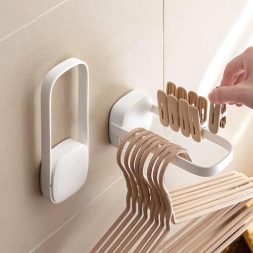 Multifunctional Foldable Storage Rack Hangers Organizer Clothes Pegs Organizer Strong Self-Adhesive Hook For Balcony Bathroom