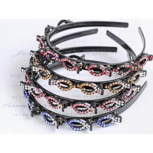 Non-Slip Alice Hairband Rhinestone Headband Women Hair Bands Hoop Claws Clips Double Bangs Hairstyle Hairpin Hair Accessories