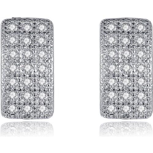 New Arrival 925 Sterling Silver Fashion Shiny Crystal Women Birthday Gift Lady Stud Earrings Jewelry Drop Shipping No Fade Cheap