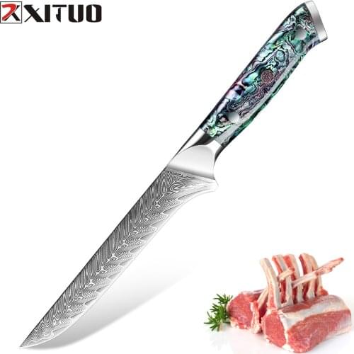 XITUO Boning Knife Damascus Steel Knives Exquisite Shell Handle Very Sharp Kitchen Filleting Knife Sushi Bone Meat Fish Knives