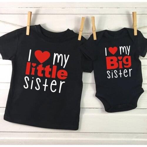 Matching Shirts Sibling Sisters Shirts I Love My Big Sister Little Sister Matching Family Shirts Kids Girl Shirts Baby Bodysuits