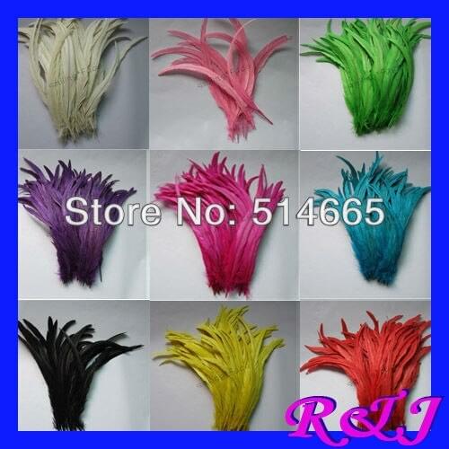 Wholesale 3000pcs/lot assorted color Cock feather Dyeing Loose Rooster Tail Feathers 12-14inches 30-35cm