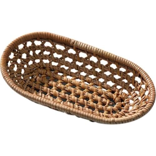 Rattan Storage Tray Tea Bread Coffee Table Serving Basket, Woven Tray, Home Decoration
