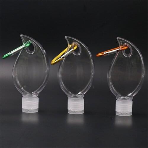 5pcs 50ml Portable Leaf Shape Empty Refillable Bottle With Key Ring Hook Travel Hand Sanitizer Bottle Hook Keychain Carrier