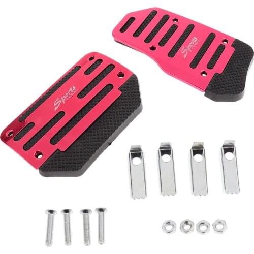 Silver Non-Slip Car Truck Brake Pedal Accelerator Pad Cover Automatic Set of 2pcs