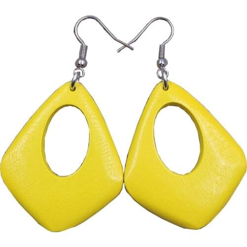 High Quality Simple Geometry Wood Wooden Drop Earrings Korean Office Sexy Style Women Female Party Birthday Gift CH001-016