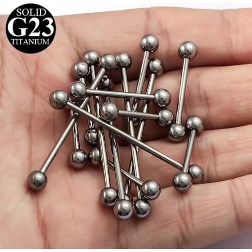 HONGTU 1PC G23 Titanium Industrial Barbell 14G Cartilage Earring Tongue Nipple Bar Tragus Helix Body Piercing Jewelry 12-38mm