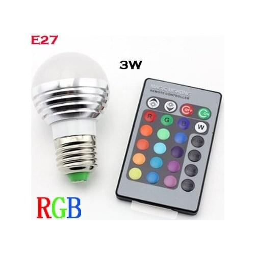 3W RGB Bombillas LED Lamp Dimmable AC 85V-265V Lampada LED E27 Luz 220V Lamparas Spotlight With IR Remote Control Bulb light