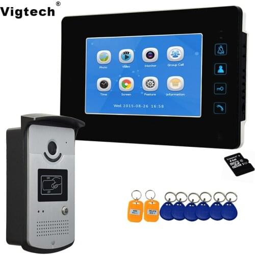 Vigtech7 inch LCD Video Doorbell video Door phone Record Intercom System Infrared Night Vision Camera TF Card with Intercom key