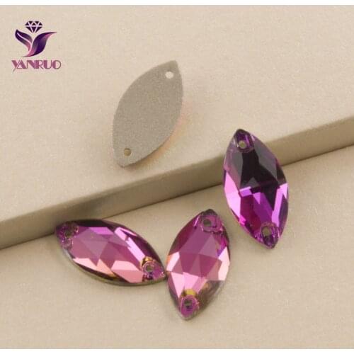 YANRUO 3223 Navette Rose Flatback Rhinestones Crystals Sewing Stones Sew on Rhinestone Glass Crystal Garment For Dance Clothes