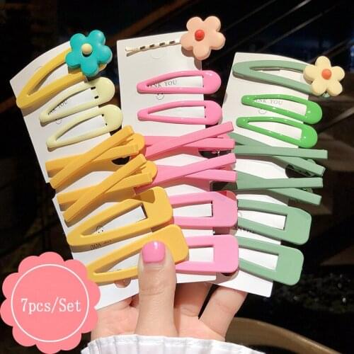 New 7Pcs/Set Sweet Color Flower Girl Hair Clip Hairband Bobby Pin Barrette Hairpin Headdress Accessories Beauty Styling Tools