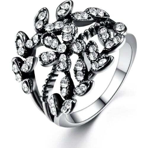 Women Ring Silver color Leaf Fashion Boutique Ring Proposal Ring Prom Jewellery Glamour Party Accessorie Girlfriend Gift