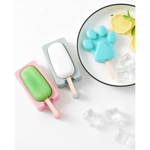 1PC Ice Cream Mold Juice Popsicle Maker Children Pop Mould Lolly Tray Silicone Molds Cake Decorating with 20pcs Sticker OK 1048