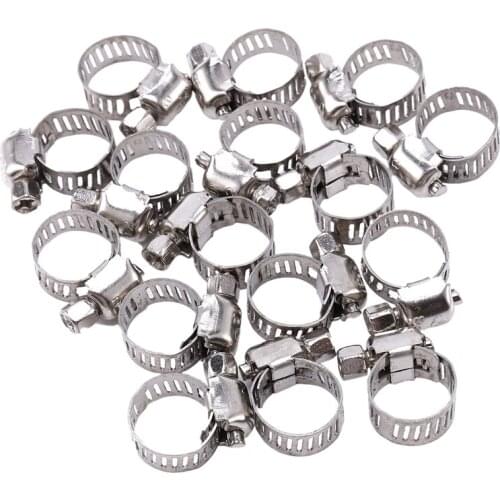 16 Pcs Stainless Steel Adjustable Car Fuel Hose Clamp Pipe Sealing Clip 6-12 Mm