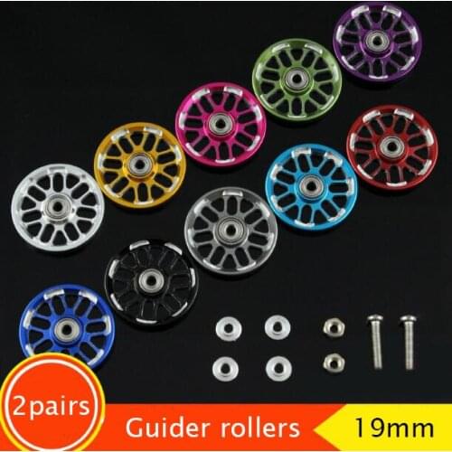 2 Pairs 19mm Guider Roller+Bearing+Screws+Nuts+520 Gaskets for Tamiya Mini 4WD Racing Car Model Aluminum Ball-race Rollers 15164