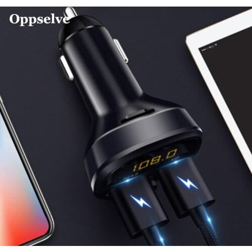 Car Charger Dual USB Charger With FM Transmitter Bluetooth 5.0 Car Kit 2 Port USB Music Player TF Disk For iPhone Samsung Xiaomi