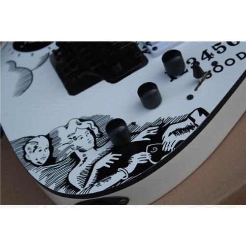 Free shipping custom 6 string guitar,moon goddess body,moon star inlay,tremolo bridge,HH pickups,neck set in body