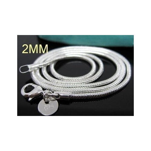 C008 Hot Chain 2 MM Slim Top Quality S925 Stamped Silver color Snake Chain Jewelry Findings 16 "18" 20 "22" 24 "Wholesale Price