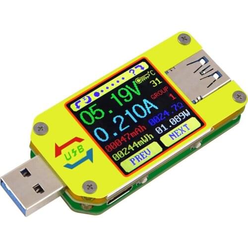 RD UM34/34C Voltmeter Ampermetr USB Tester 3.0 Type- C Voltage Current Meter Battery Charge Cable Impedance Resistance Color LCD