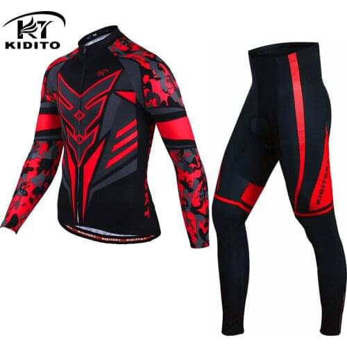 Kiditokt Cycling Wear Mens Spring And Autumn Mountain Bike Riding Jacket Long-sleeved Suit Sunscreen Anti-skid Belt Jerseys