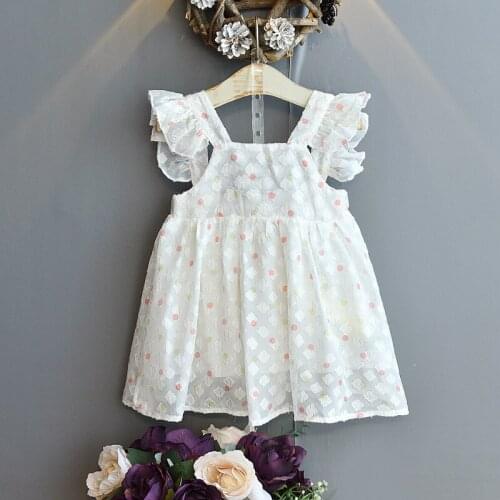 Baby Girl Chiffon Dress 2020 New Summer Flying Sleeve Suspender Dress Comfortable Fabrics Polka Dot Princess Dress For Kids 3-7Y