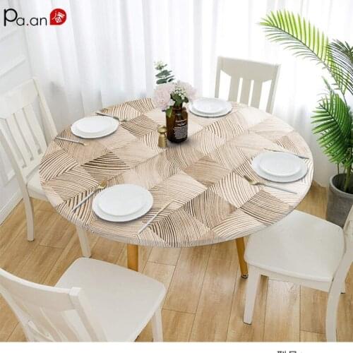 Household Elastic Band Table Cloth Waterproof and Oil-proof Round Table Cloth Square Coffee Table Top Cover for Living Room
