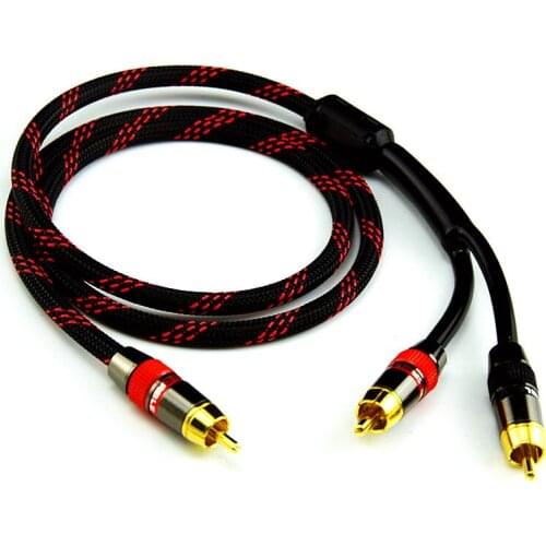 Hi End Pure Copper One Sub-2 Splitter Y RCA Cable Single RCA to Dual RCA Subwoofer Audio Cable