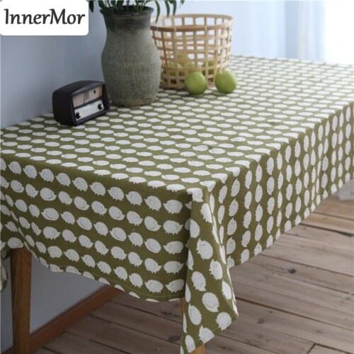 Innermor 100% Cotton Cute Tablecloth Printed Cartoon Hedgehog kids Table cover For table Home bedroom kitchen Decoration
