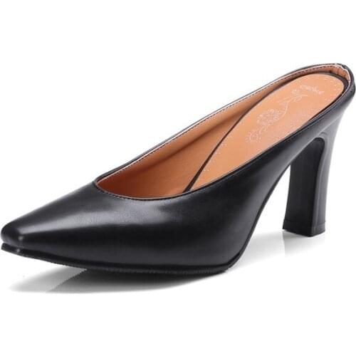 JETT DRAGON Women Slippers Super High Heel Pointed Toe Thick Heel 2021 Summer Spring Outside Casual New Sexy Fashion Beige 39