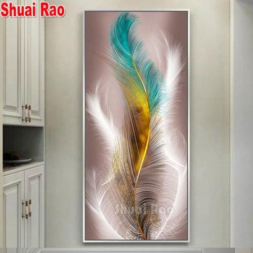 DIY Diamond Painting Abstract Color feather art, fashion Top Gift, diamond Embroidery 5d mosaic Diamond hand needlework Decor