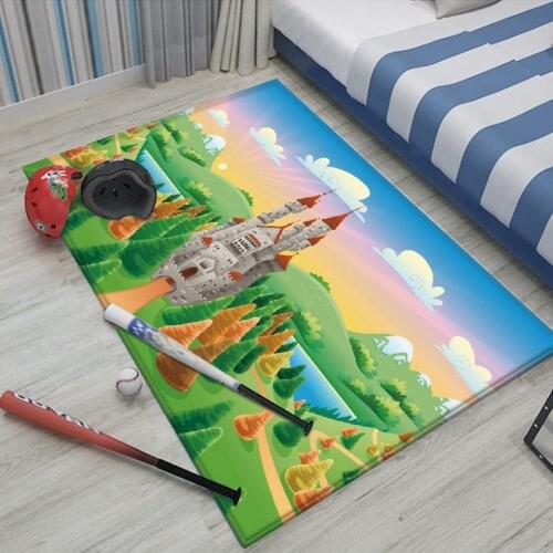 Ttapis Salon Childrens Rug Flannel Non-slip Wonderful World Carpet Beautiful Castle Childrens Decorative Carpet tapis
