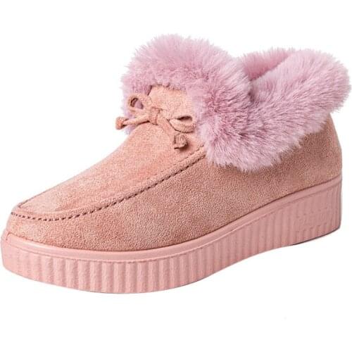 Winter Women Shoes Warm Plush Female Loafers Big Size 36-43 Platform Chaussure Femme Ladies Flats Shoes Women Snow Boots WSH4194