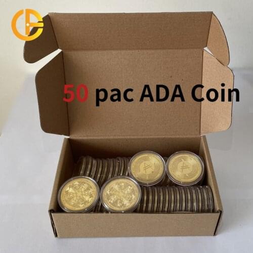 50pcs Cardano ADA Coin Cryptocurrency Collectible Collection Physical Gold Sliver Plated Commemorative Coins Home Decor