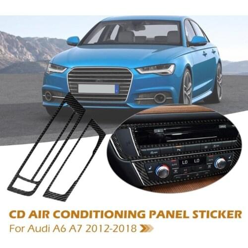 2pcs/set Carbon Fiber A/C CD Panel Frames Cover Trim Stickers for Audi A6 A7 2012-2018 Car Interior Styling Easy to Install