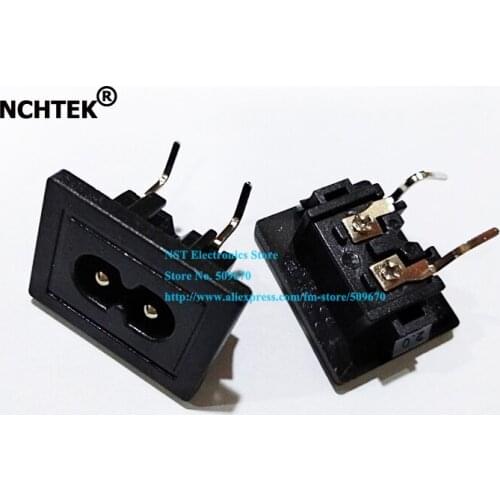 NCHTEK AC 250V 2.5A Angled IEC 320 C8 2Pin Male Socket Soldering Power Connector/Free DHL Shipping/500PCS
