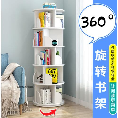 New Rotating Bookshelf Storage Rack Simple Floor Student Creative Storage Bookcase Magazine Rack Bookcases Furniture Book Case