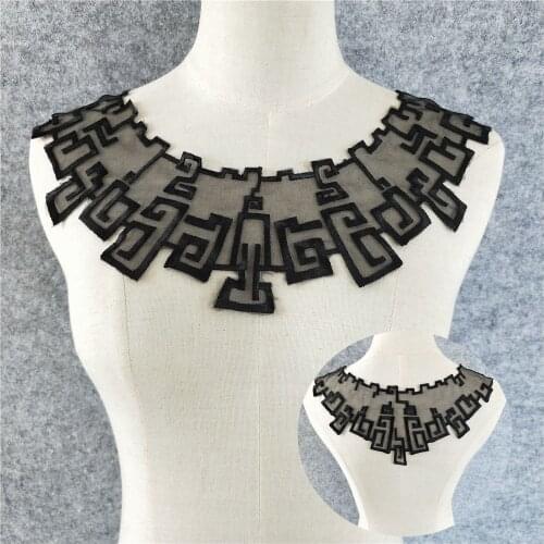 Front/back Tulle Mesh Lace Fabric Sewing Craft Lace Collar Costume Applique Embroidered Lace Neckline DIY Clothing Accessories