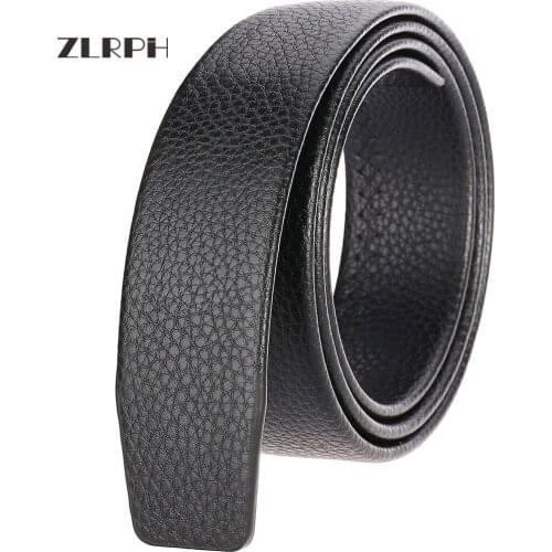 ZLRPH Belt mens leather without head automatic buckle belt Faux Leather headless belt body black color belt