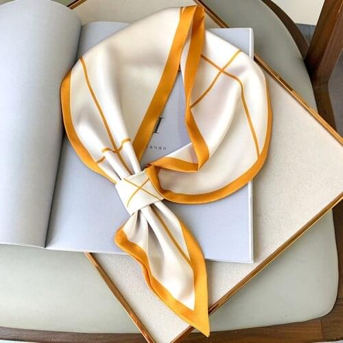 2020 Luxury Brand Silk Scarf Small Women Shawls And Wraps Fashion Print Office Small Hair Neck Hijabs Foulard Hijab Scarves