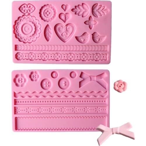 Flower Silicone Mold Fondant Cake Decorating Tool Gumpaste Sugarcraft Chocolate Embossing Mat Baking Kitchen Tools