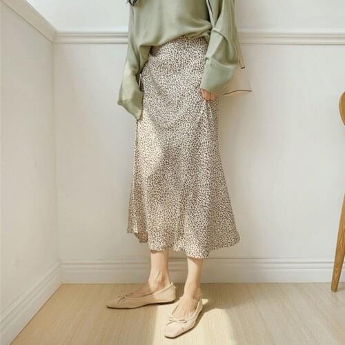 Limiguyue Summer Skirt Hot Sales Women Preppy Style Girls Korean Design Retro High Waist Leopard Print Long Skirts Vestido K1333