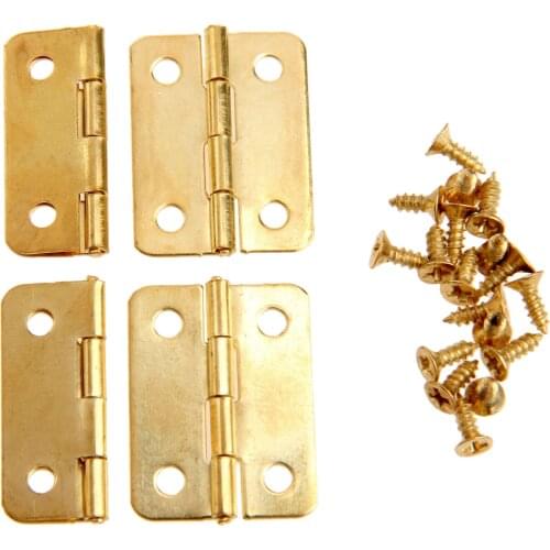 20pcs/4pcs Gold Hinges +screws Iron Decorative Hinges 24*18mm 4 holes Vintage Wooden Jewelry Box Wine case Furniture Accessories