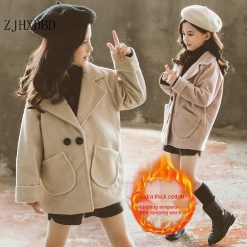 2020 Baby Girls Fashion Woolen Jacket Buttons Pockets Thick Warm Winter Coats Jackets Kids Childrens Clothing Overcoat Camel