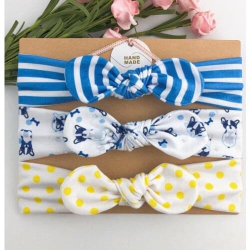 3pcs/set Baby Headband Girls Hair Accessories Cotton Rabbit Ear Turban Bow Elastic Hairband Baby Princess Christmas Day Gifts