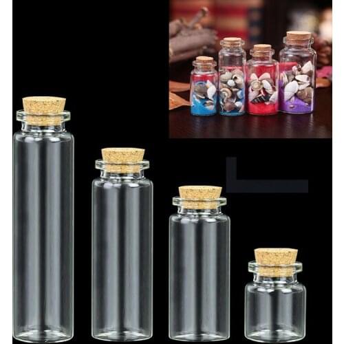 4/5/6/8ml 5Pcs Transparent Glass Bottle With Cork For Portable Spice Bottle Beads Filler Jars Christmas Wish Bottle Crafts Vials