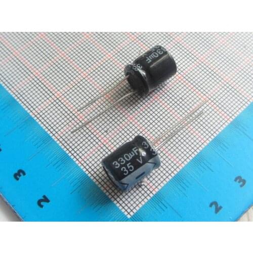 500pcs/lot 35V 330UF 10*13MM electrolytic capacitor 330uf DIP Aluminum Electrolytic Capacitor