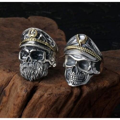 925 Sterling Silver Jewelry Men Women Pirate Captain Opening Valentines Day Gift Ring