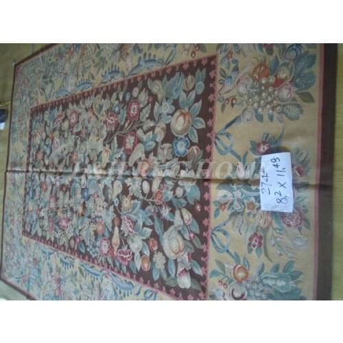 Free shipping 8.2'X1.48' (250x350cm) French Aubusson rug hand woven carpet--Fruits and Flowers Design