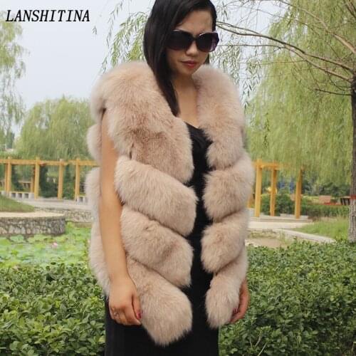 Free delivery, 2017 new fashion fox fur vest, winter warm thick fur fox fur coat, female fur coat