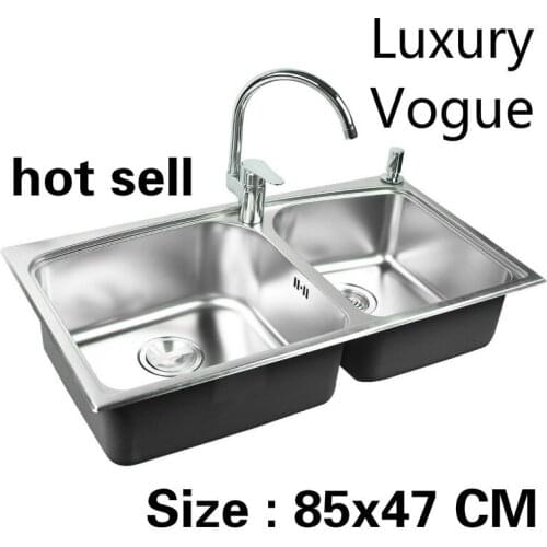 Free shipping Standard individuality kitchen sink food grade 304 stainless steel double trough hot sell 85x47 CM